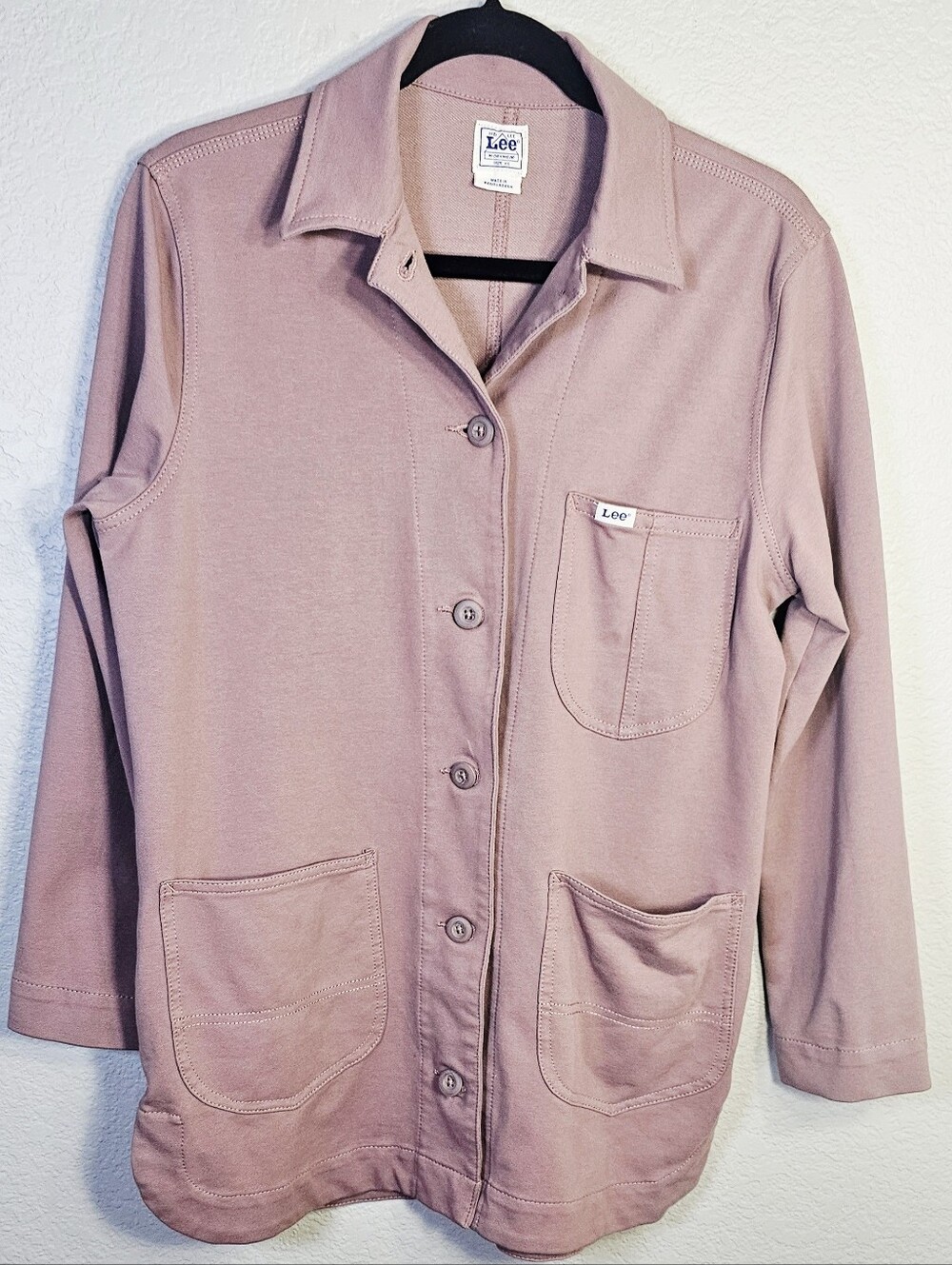 Lee Workwear Dusty Rose Oversized Knit Jacket Shacket XS Fits M Pink Utility